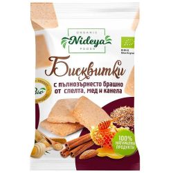 Nideya био бисквитки с пълнозърнесто брашно от спелта (мед и канела (50 г)
