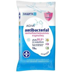 Agiva Antibacterial антибактериални влажни кърпи, сини (15 бр.)