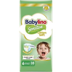 Babylino Sensitive Cotton Soft пелени 6, 13 - 18 кг (38 бр.)