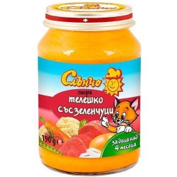 Слънчо пюре телешко със зеленчуци, 4+ месеца (190 г)