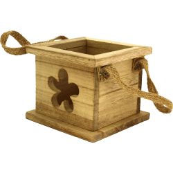 Дървен свещник за чаена свещ цвете, 10 см х 10 см х 8 см (1 бр.)