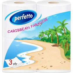 Perfetto тоалетна хартия карибски рай, 3 пласта (4 бр.)