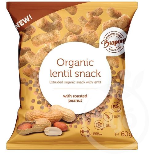 Biopont био снакс от леща с фъстъци, без глутен (60 г)