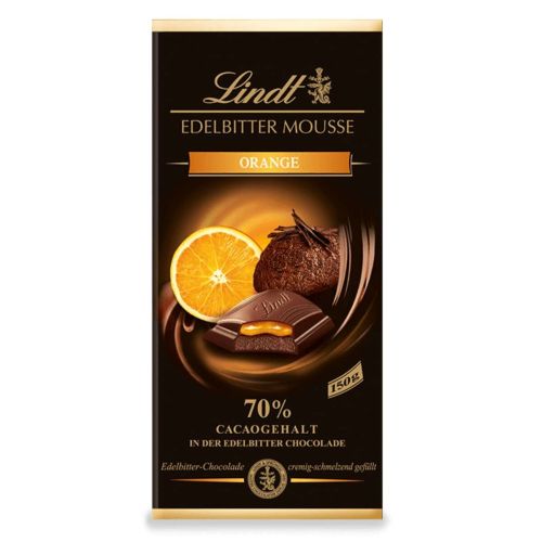 Lindt шоколад с портокал, 70% какао (150 г)