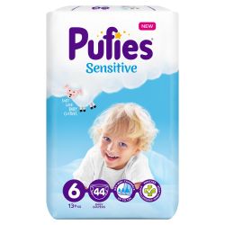 Pufies Sensitive пелени XL 6, 13+ кг (44 бр.)