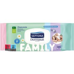 Septona Dermasoft Family мокри почистващи кърпи с капак (100 бр.)