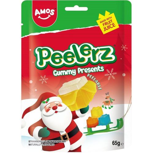 Amos Peelerz Present желирани бонбони лимон, ягода и синя малина (65 г)