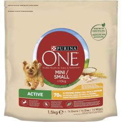 Purina One Dog Mini пиле с ориз, суха храна за кучета (1.5 кг)