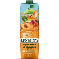 Florina сок праскова и ябълка 100% (1 л)