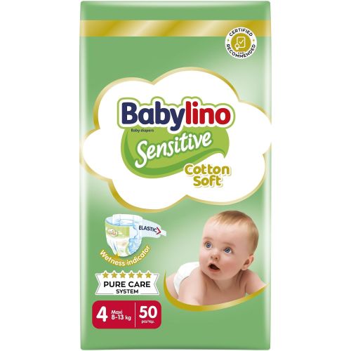 Babylino Sensitive Cotton Soft пелени 4, 8 - 13 кг (50 бр.)