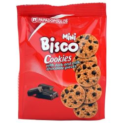 Papadopoulos Mini Bisco Cookies бисквити с черен и млечен шоколад (70 г)