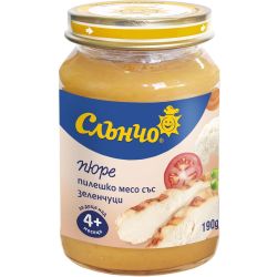 Слънчо пюре пилешко със зеленчуци, 4+ месеца (190 г)