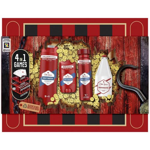 Old Spice Whitewater комплект душ гел 250 мл, дезодорант спрей 150 мл, лосион 100 мл, игри (1 бр.)