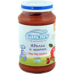 Ганчев пюре ябълки и шипки, 4+ месеца (190 г)