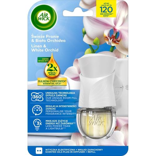 Air Wick Linen & White Orchid електрически ароматизатор за стая, комплект (19 мл)