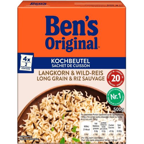 Ben's Original дългозърнест и див ориз, 4 бр. х 125 г (500 г)