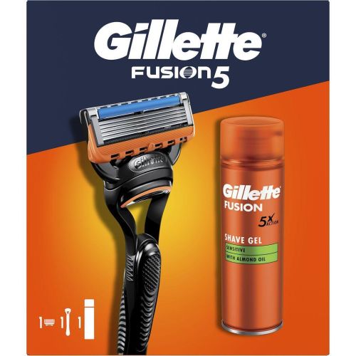 Gillette Fusion комплект самобръсначка, Fusion гел за бръснене 200 мл (1 бр.)
