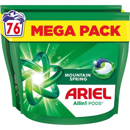 Ariel Allin1 Pods Mountain Spring капсули за пране, 2 бр. х 38 бр., 76 пранета (76 бр.)