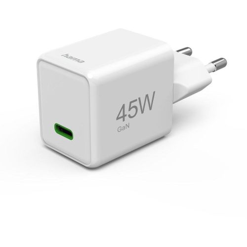 Hama бързо супер мини GaN зарядно, 45 W, USB-C, бяло (1 бр.)