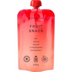 Nutrino Lab Fruit Snack плодово пюре микс от ябълка, праскова, ягода и малина (200 г)