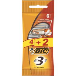 Bic 3 Sensitive самобръсначка, 4 бр. + 2 бр. (6 бр.)