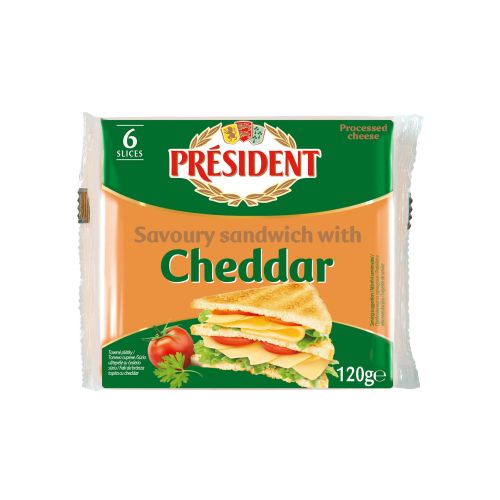 President топено сирене чедър сандвич 6 слайса 40% (120 г)