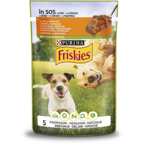 Purina Friskies Adult пауч храна за куче с хапки пиле и моркови (100 г)