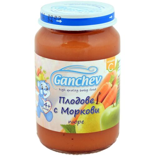 Ганчев пюре плодове с моркови, 4+ месеца (190 г)