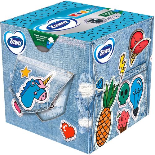 Zewa Kids трипластови кърпички в куб (6 бр.)