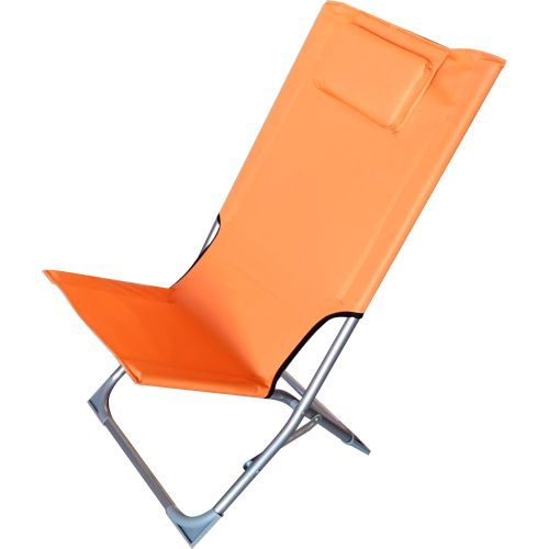 Оксфорд плажен стол с възглавница 49 см х 69 см х 81 см, оранжев (1 бр.)