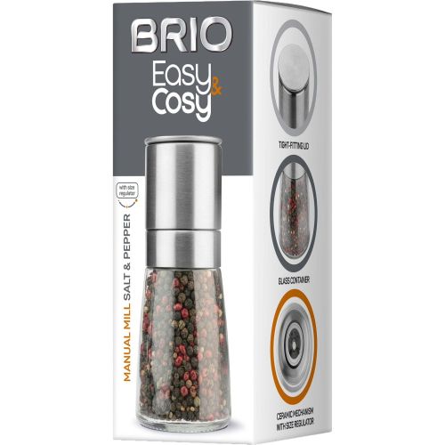 Brio Easy Cosy мелница за сол или пипер, стъкло и инокс, Ø6.5 см х 14.2 см (1 бр.)