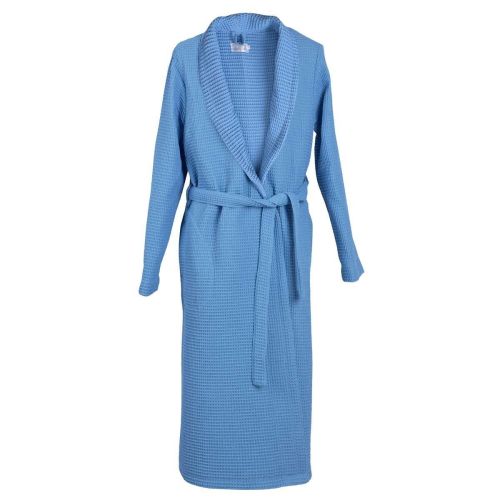 PNG халат за баня вафел с шал яка, светло син, размер XL (1 бр.)