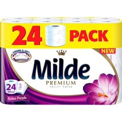 Milde тоалетна хартия, трипластова, Relax Purple (24 бр.)