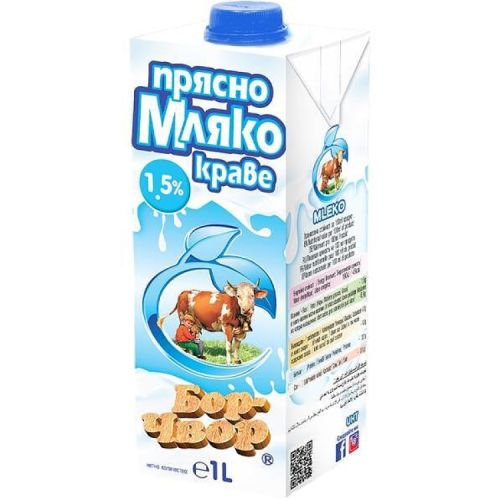 Бор Чвор краве мляко UHT 1.5% (1 л)