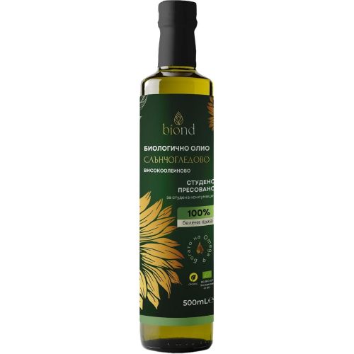 biond био студено пресовано високоолеиново слънчогледово олио (500 мл)