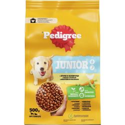 Pedigree Junior суха кучешка грана гранули с птиче и зеленчуци (500 г)