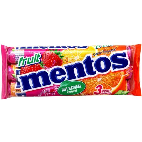Mentos бонбони с плодов вкус, 3 бр. х 38 г (114 г)