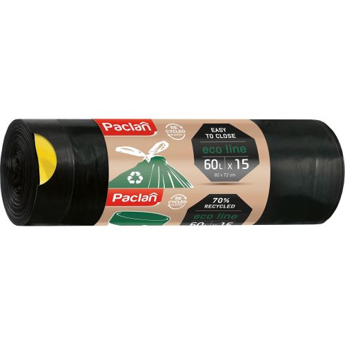 Paclan Eco Line торби за смет с връзки, 60 л (15 бр.)