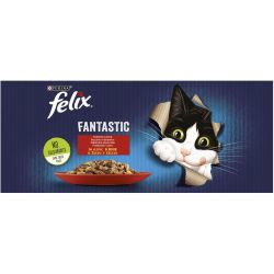 Purina Felix Sensation Pouch храна за котки месно меню, 12 бр. х 85 г (1.02 кг)