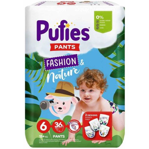 Pufies Fashion & Nature бебешки гащички, размер 6, 15+ кг (36 бр.)