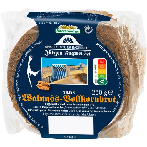 Mestemacher пълнозърнест хляб с орехи (250 г)