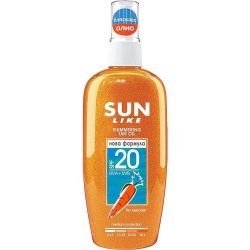 Sun Like слънцезащитен спрей малсо за тяло с блестящи частици, SPF20 (150 мл)