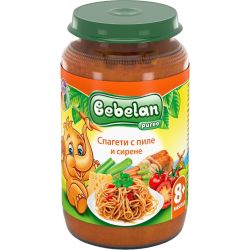 Bebelan Меню спагети с пиле и сирена, 8+ месеца (220 г)