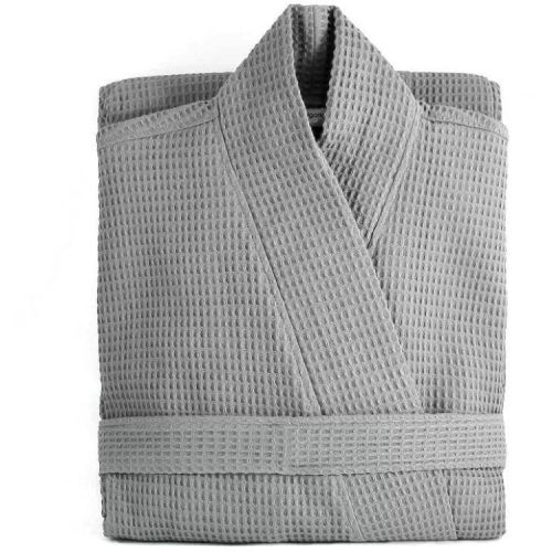 PNG халат за баня вафел с шал яка, сив, размер L (1 бр.)