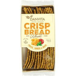 Danvita пълнозърнест хрупкав хляб със сирене, домати и босилек (130 г)