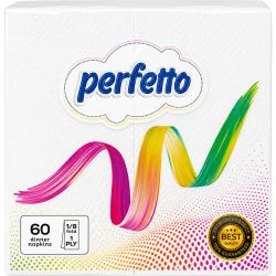 Perfetto Everyday бели салфетки, 1 пласт, 1/8 (60 бр.)