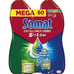 Somat Excellence Duo Gel гел за съдомиялна машина, 2 бр. х 540 мл, 60 измивания (1.08 л)