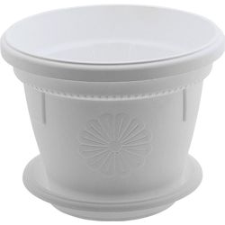 Саксия Гербер с подложка, бяла ф 14 см (1 бр.)