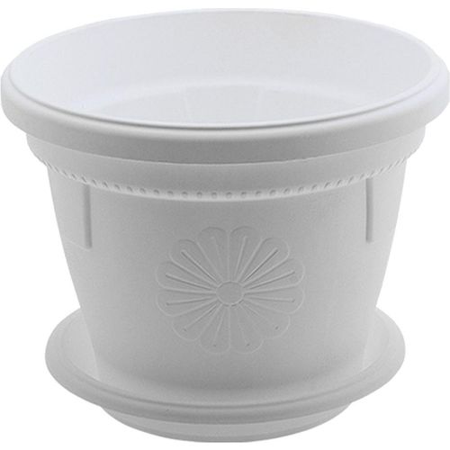 Саксия Гербер с подложка, бяла ф 14 см (1 бр.)