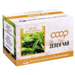 Билкокооп зелен чай в хартиено пликче с конец (34 г)